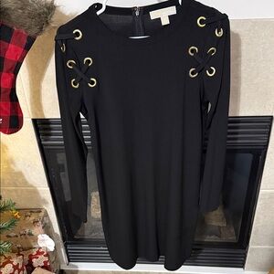Michael Kors Black Dress with Gold Accents